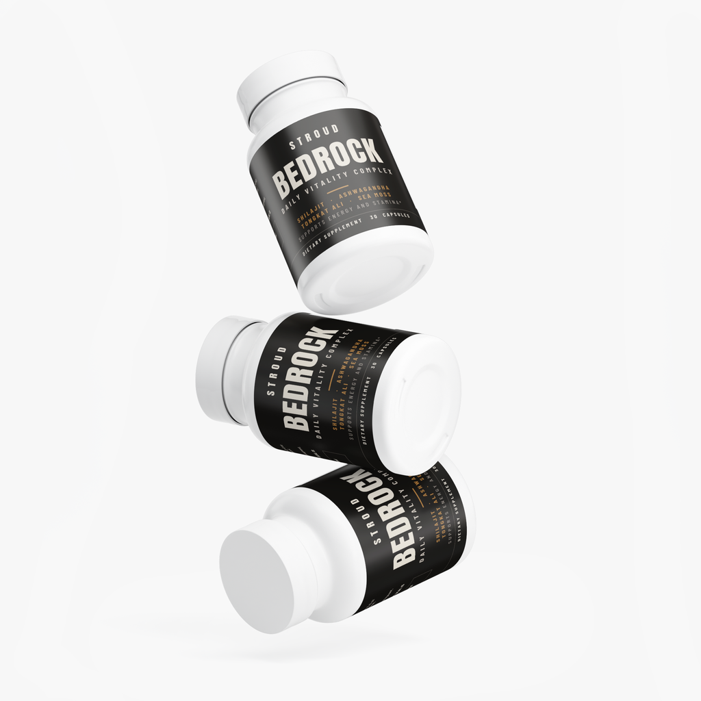 Three bottles of STROUD BEDROCK - the full ninety-day protocol