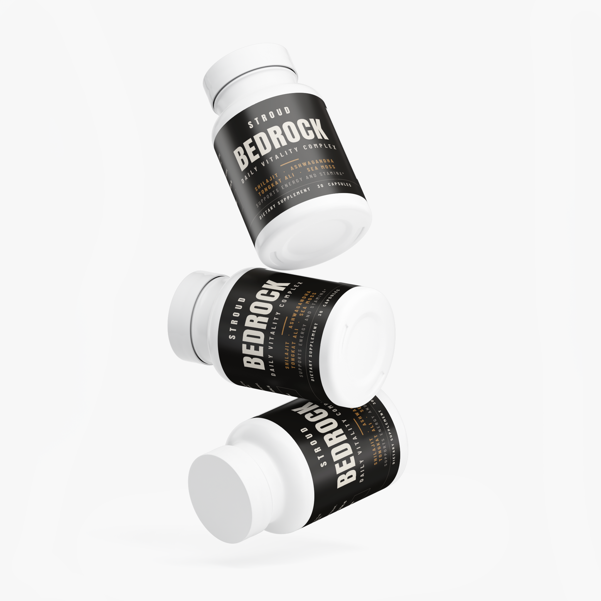 Three bottles of STROUD BEDROCK - the full ninety-day protocol
