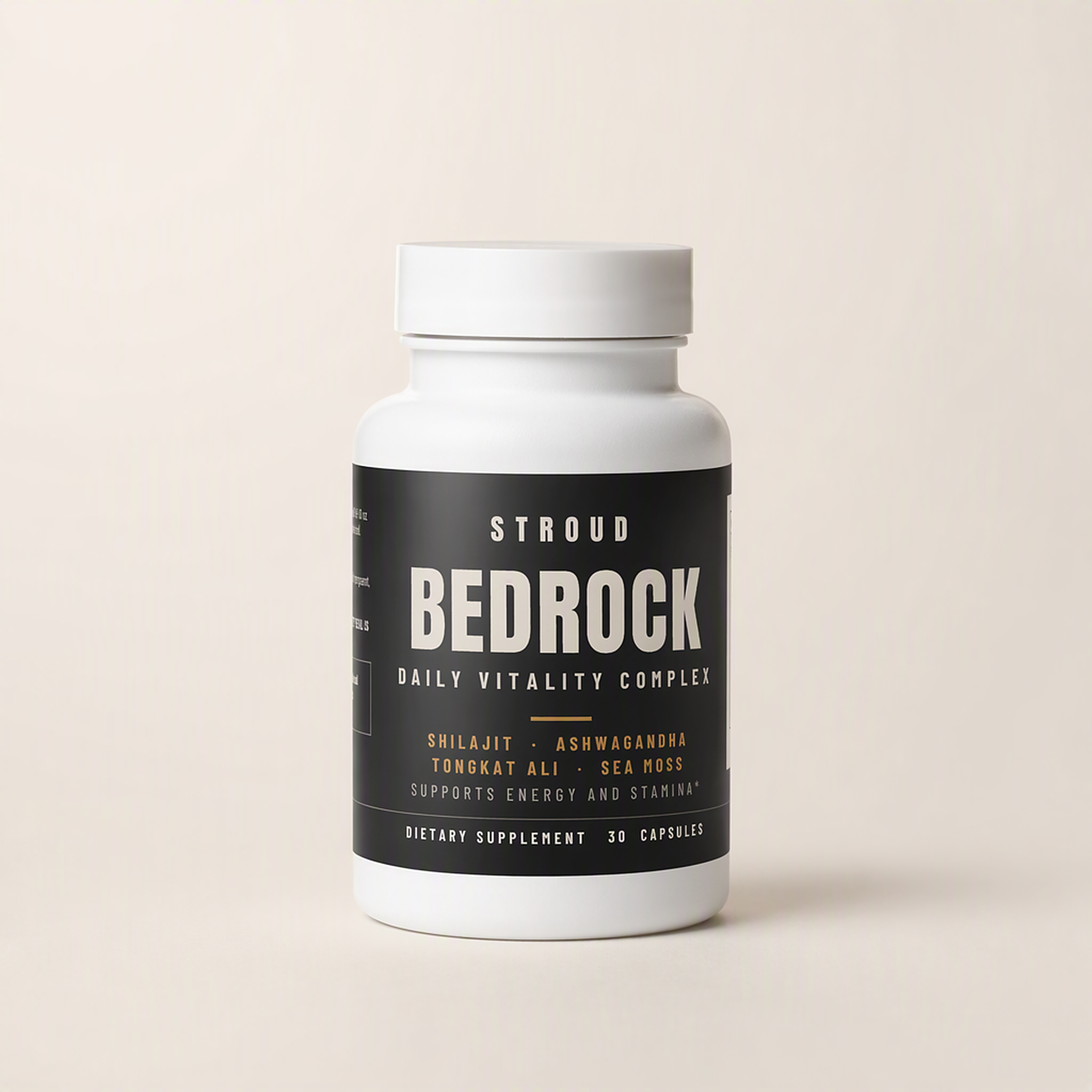 STROUD BEDROCK bottle on a warm off-white sweep